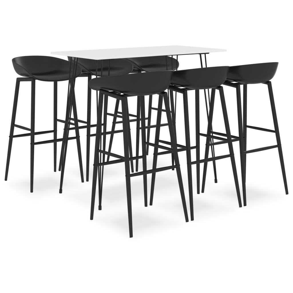 vidaXL Ensemble de bar 7 pièces blanc et noir