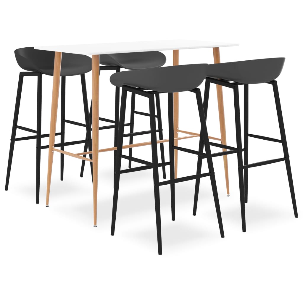 vidaXL 5-tlg. Bar-Set Weiß und Grau