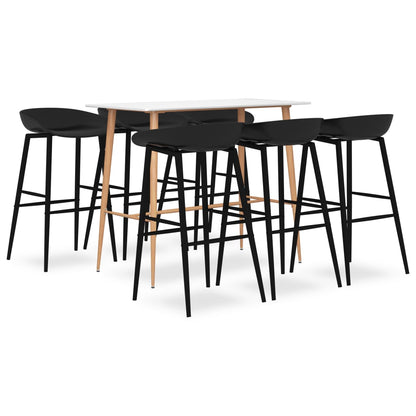 vidaXL Ensemble de bar 7 pcs Blanc et noir