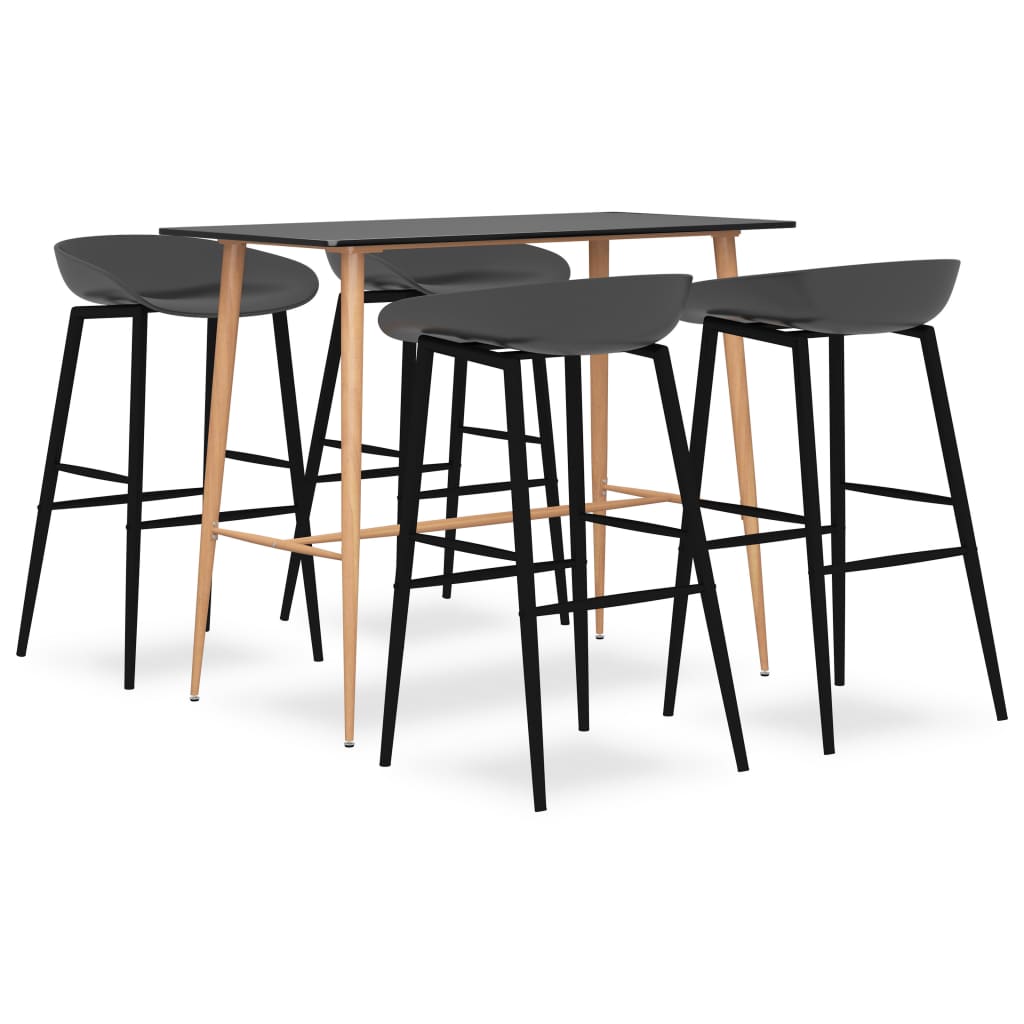 vidaXL 5-tlg. Bar-Set Schwarz und Grau