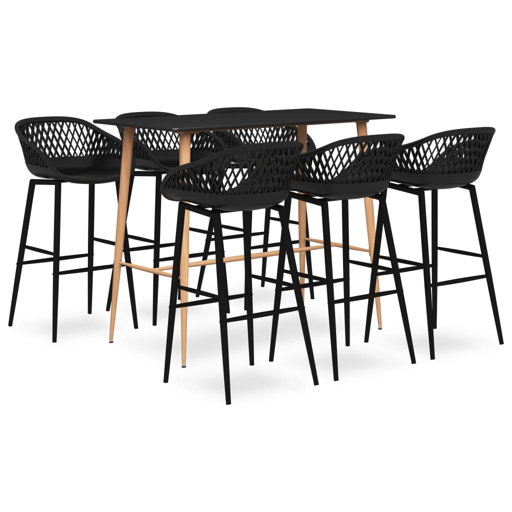 vidaXL Ensemble de bar 7 pcs Noir