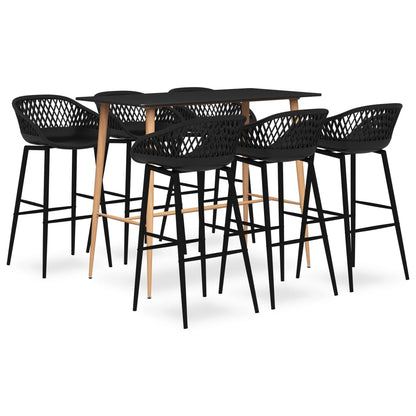 vidaXL Ensemble de bar 7 pcs Noir