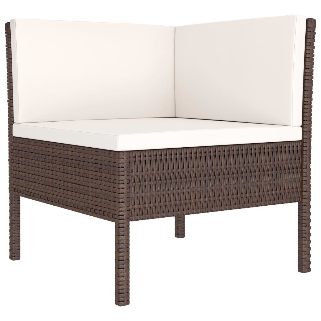 vidaXL 4-tlg. Garten-Lounge-Set mit Auflagen Poly Rattan Braun