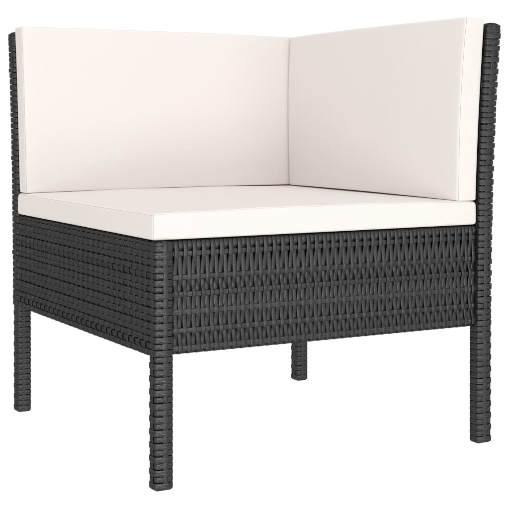 vidaXL Salon de jardin 4 pcs avec coussins résine tressée noir
