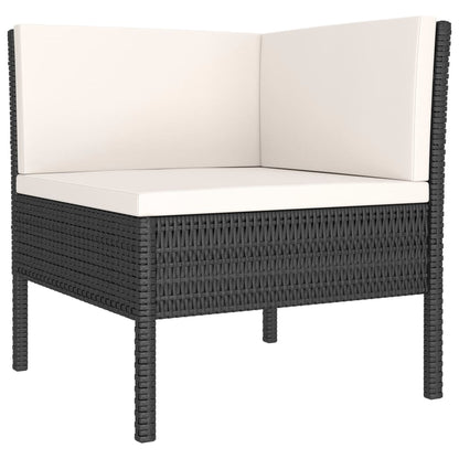 vidaXL Salon de jardin 4 pcs avec coussins résine tressée noir