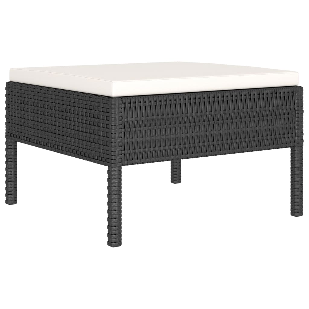 vidaXL Salon de jardin 4 pcs avec coussins résine tressée noir