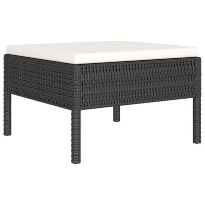 vidaXL Salon de jardin 4 pcs avec coussins résine tressée noir
