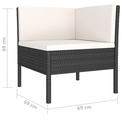 vidaXL Salon de jardin 4 pcs avec coussins résine tressée noir