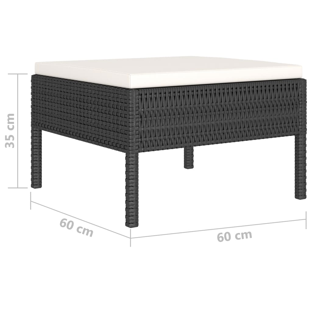 vidaXL Salon de jardin 4 pcs avec coussins résine tressée noir