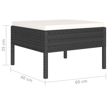 vidaXL Salon de jardin 4 pcs avec coussins résine tressée noir