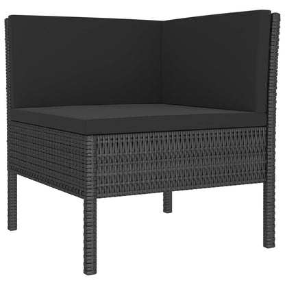 vidaXL Salon de jardin 4 pcs avec coussins résine tressée noir