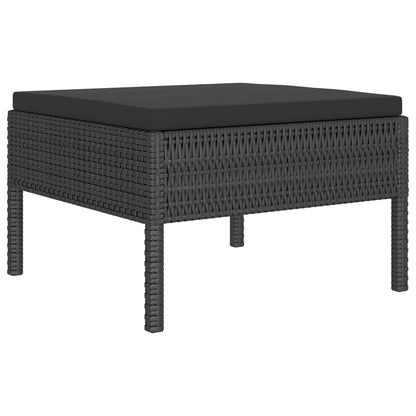 vidaXL Salon de jardin 4 pcs avec coussins résine tressée noir