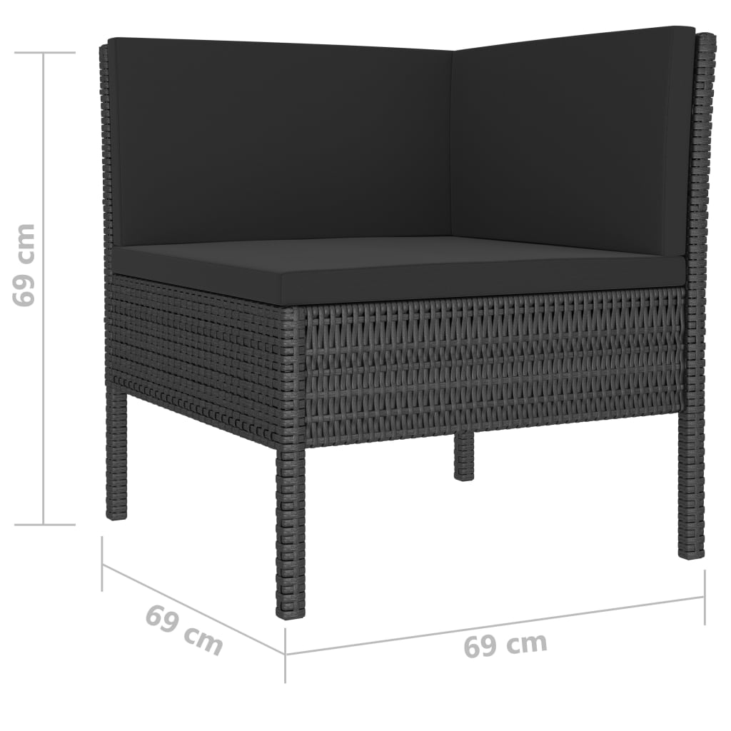 vidaXL Salon de jardin 4 pcs avec coussins résine tressée noir