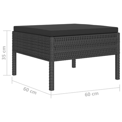 vidaXL Salon de jardin 4 pcs avec coussins résine tressée noir