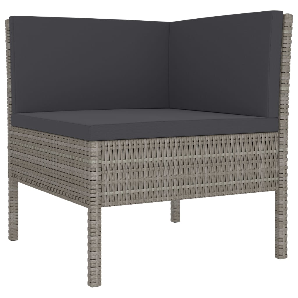 vidaXL Ensemble de jardin de 4 pièces avec coussins résine tressée gris