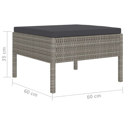 vidaXL Ensemble de jardin de 4 pièces avec coussins résine tressée gris