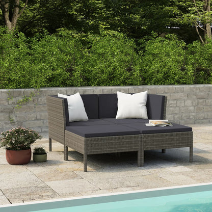 vidaXL Ensemble de jardin de 4 pièces avec coussins résine tressée gris