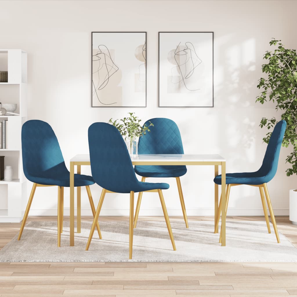 vidaXL Chaises de salle à manger 4 pcs Velours bleu