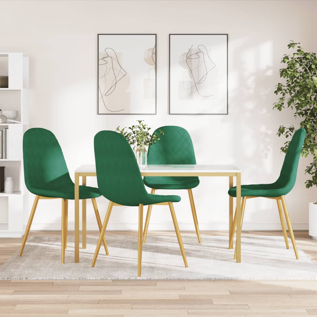 vidaXL Chaises de salle à manger 4 pcs Vert foncé Velours