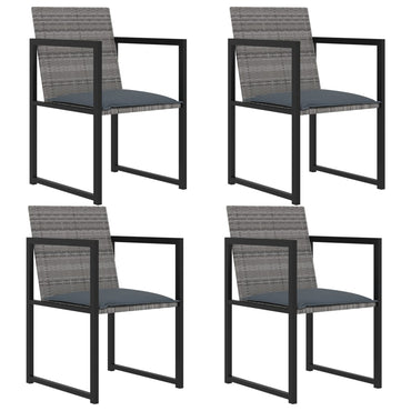 vidaXL 5-tlg. Garten-Essgruppe mit Kissen Poly Rattan Grau