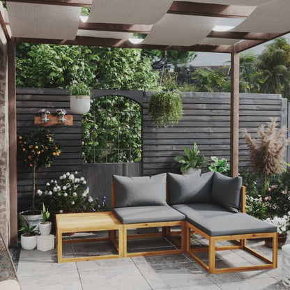 vidaXL 4-tlg. Garten-Lounge-Set mit Auflagen Massivholz Akazie