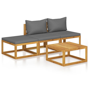 vidaXL Ensemble de salon de jardin 4 pcs avec coussins Bois d'acacia massif