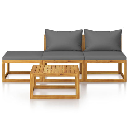 vidaXL Ensemble de salon de jardin 4 pcs avec coussins Bois d'acacia massif