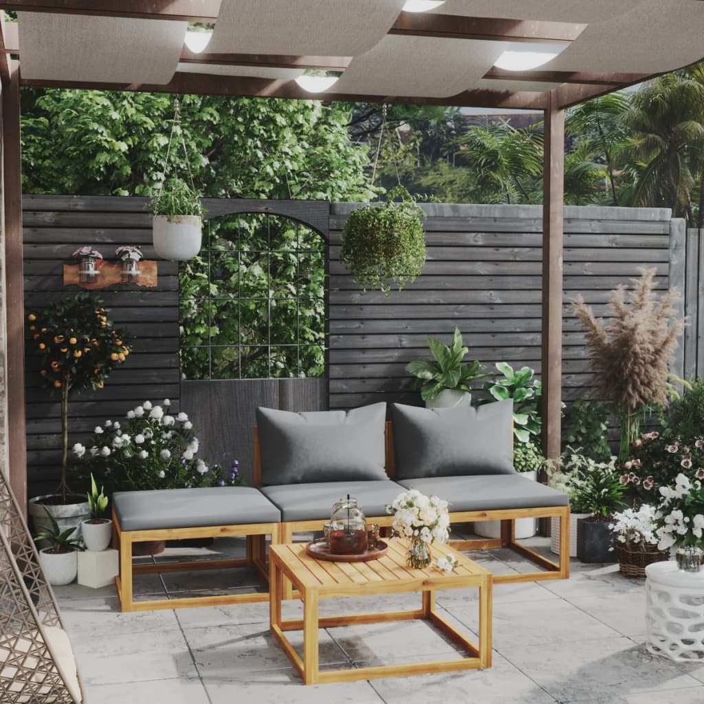 vidaXL Ensemble de salon de jardin 4 pcs avec coussins Bois d'acacia massif