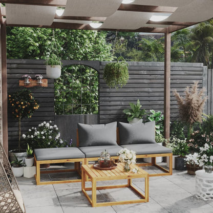 vidaXL Ensemble de salon de jardin 4 pcs avec coussins Bois d'acacia massif