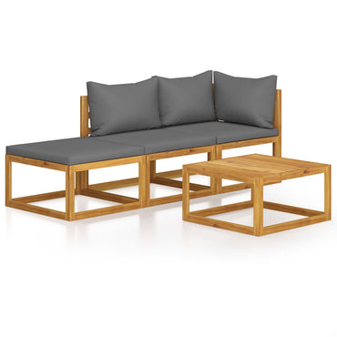 vidaXL Ensemble de salon de jardin 4 pcs avec coussins Bois d'acacia massif