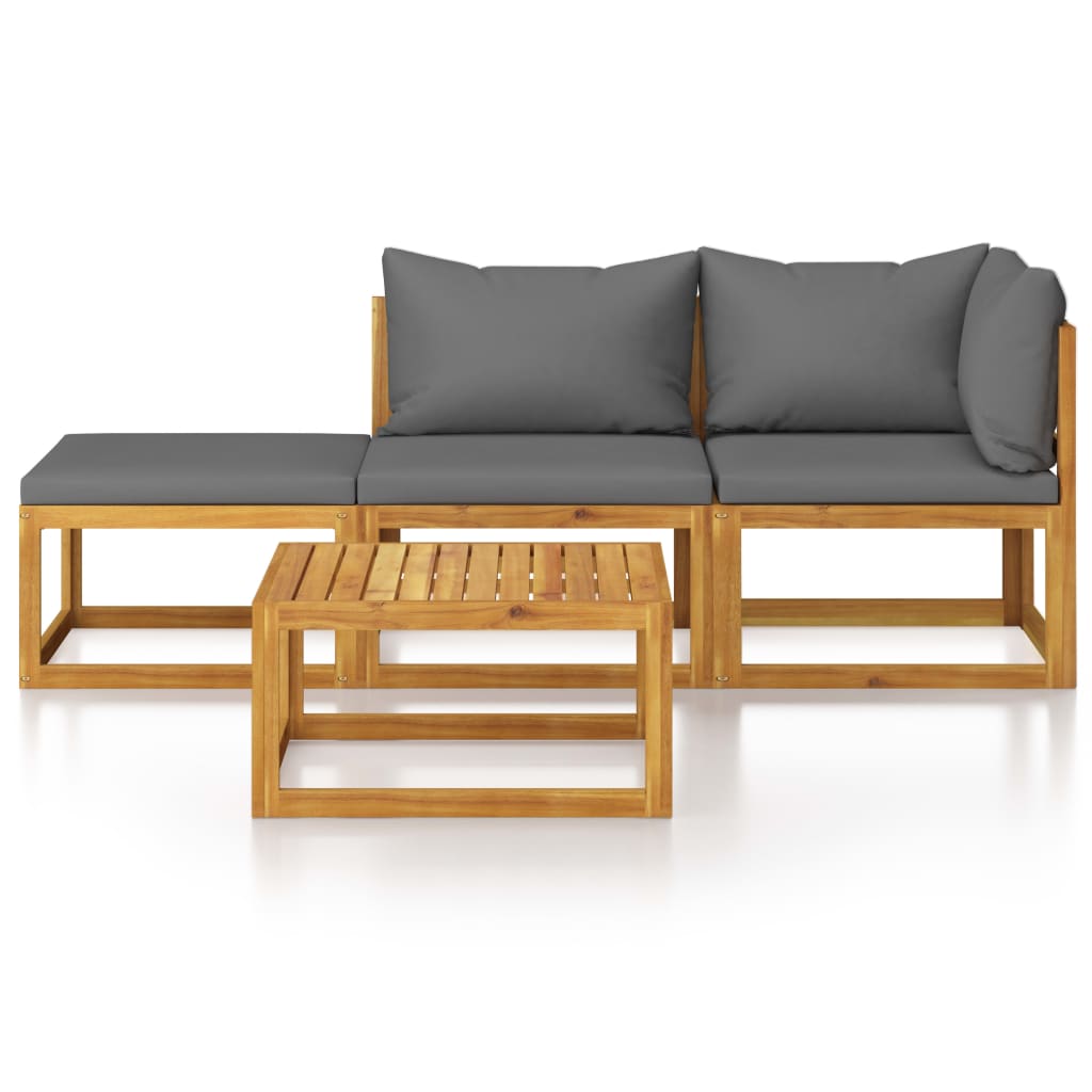 vidaXL Ensemble de salon de jardin 4 pcs avec coussins Bois d'acacia massif