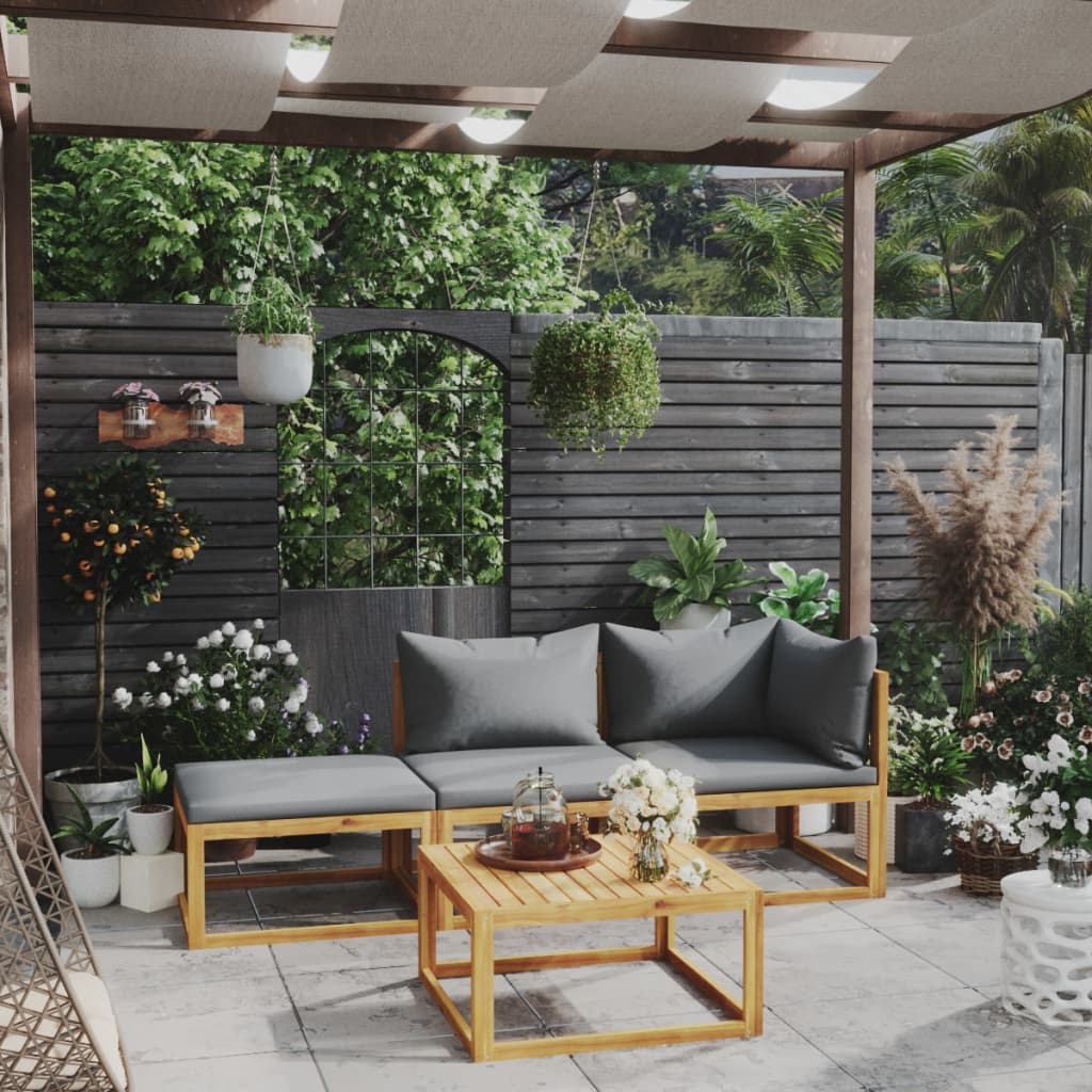 vidaXL Ensemble de salon de jardin 4 pcs avec coussins Bois d'acacia massif