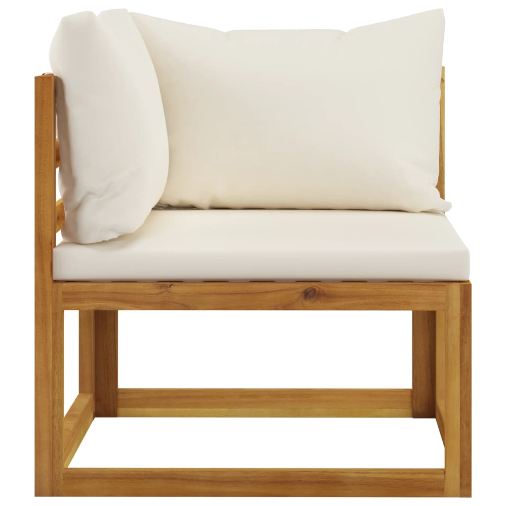 vidaXL 4-tlg. Garten-Lounge-Set mit Auflagen Creme Massivholz Akazie