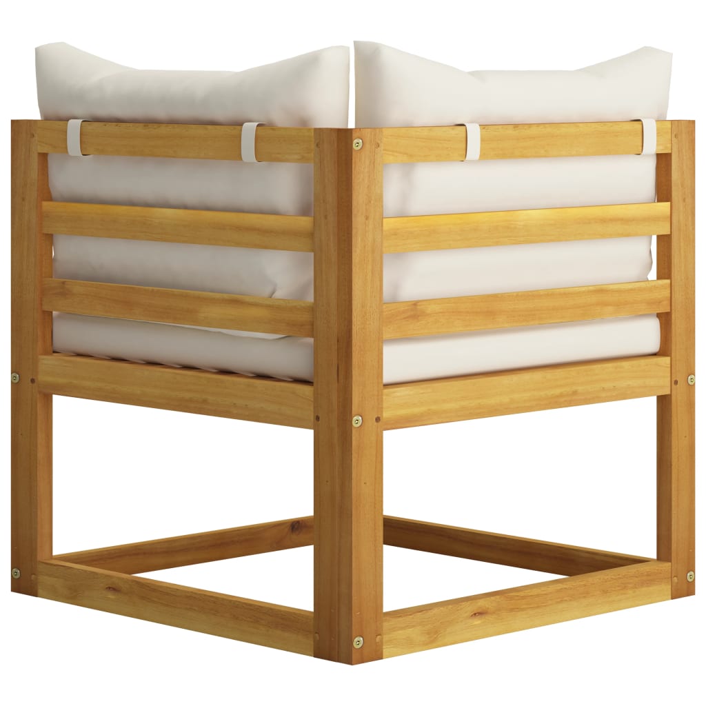 vidaXL 4-tlg. Garten-Lounge-Set mit Auflagen Creme Massivholz Akazie