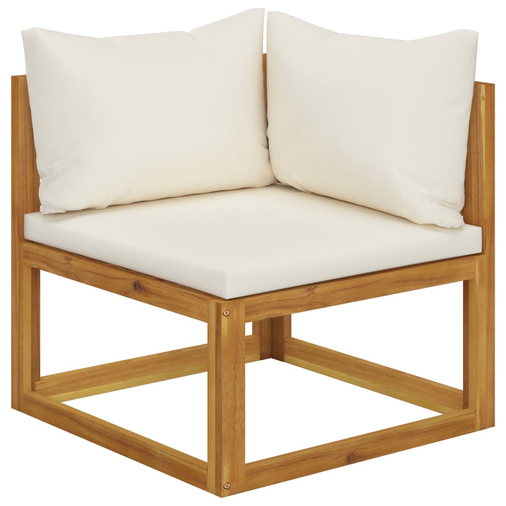 vidaXL Salon de jardin 4 pièces avec coussins Crème Bois d'acacia massif