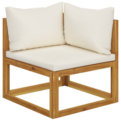 vidaXL Salon de jardin 4 pièces avec coussins Crème Bois d'acacia massif