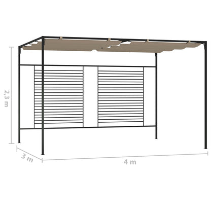 Pavillon mit Ausziehbarem Dach 3x4x2,3 m Taupe 180 g/m²