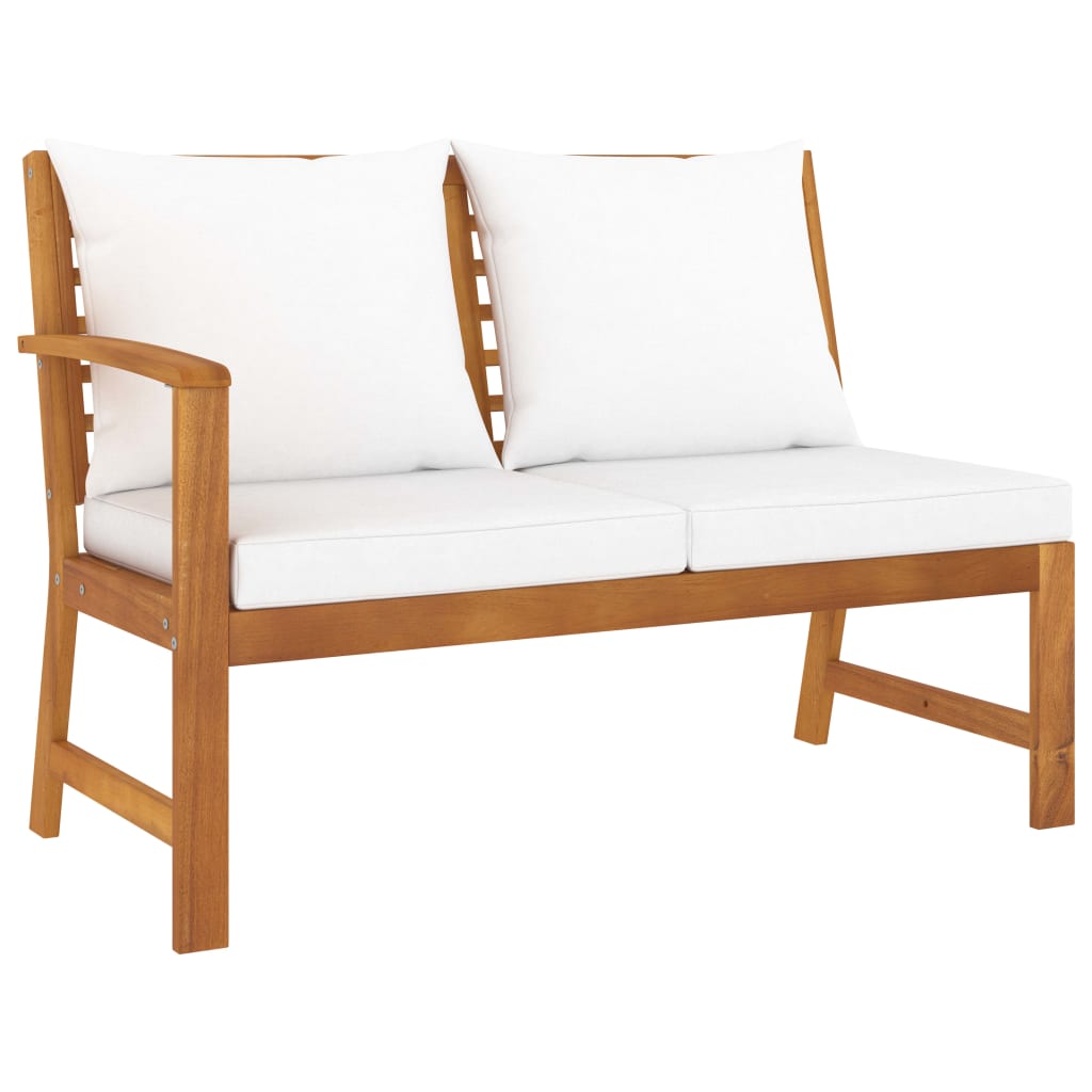 vidaXL Salon de jardin 4 pièces avec coussins Crème Bois d'acacia massif