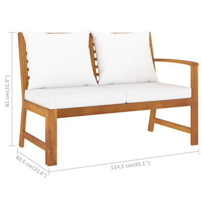 vidaXL Salon de jardin 4 pièces avec coussins Crème Bois d'acacia massif