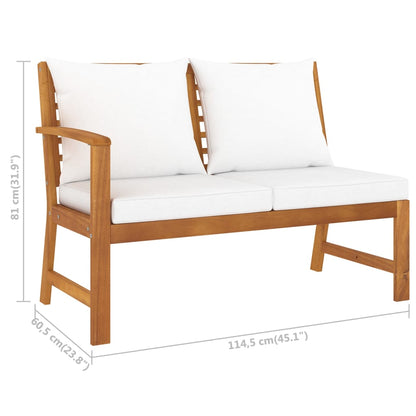 vidaXL Salon de jardin 4 pièces avec coussins Crème Bois d'acacia massif