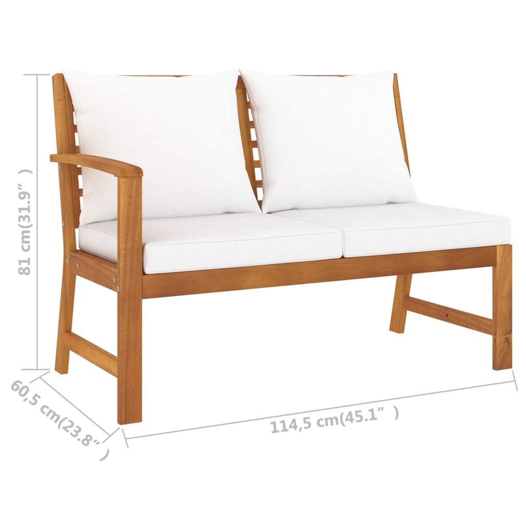vidaXL Salon de jardin 4 pièces avec coussins Crème Bois d'acacia massif