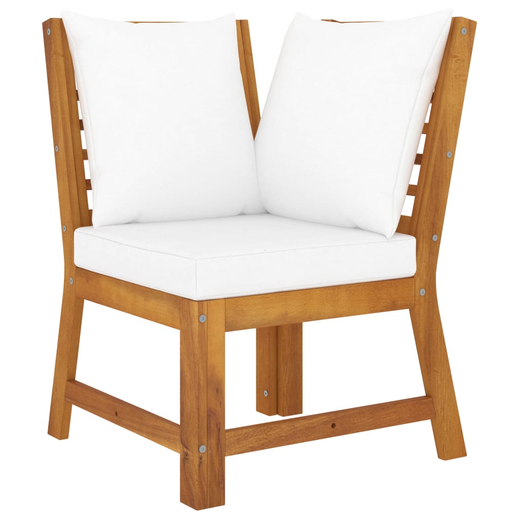 vidaXL Salon de jardin 4 pièces avec coussins Crème Bois d'acacia massif