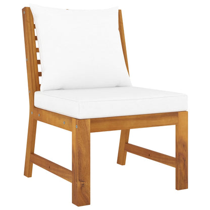 vidaXL Salon de jardin 4 pièces avec coussins Crème Bois d'acacia massif