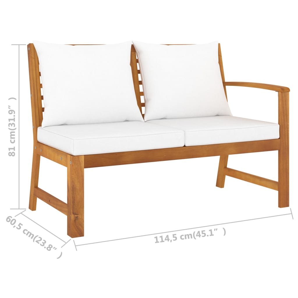 vidaXL Salon de jardin 4 pièces avec coussins Crème Bois d'acacia massif