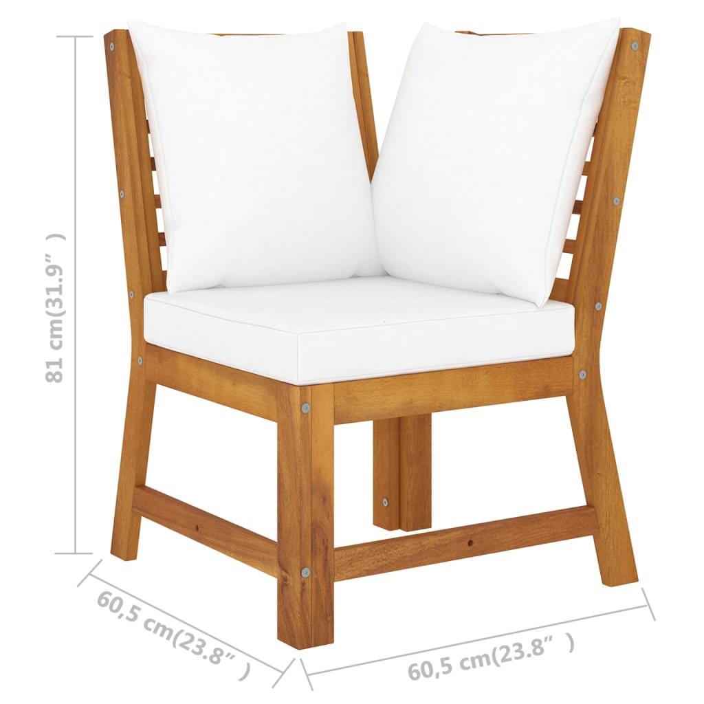 vidaXL Salon de jardin 4 pièces avec coussins Crème Bois d'acacia massif