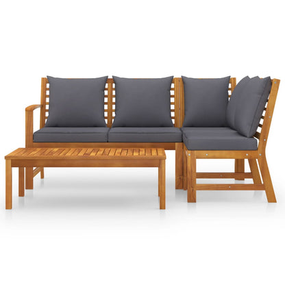 vidaXL 4-tlg. Garten-Lounge-Set mit Auflagen Massivholz Akazie