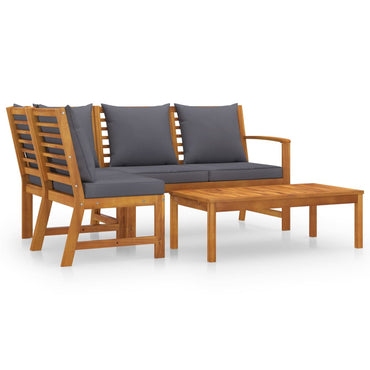vidaXL 4-tlg. Garten-Lounge-Set mit Auflagen Massivholz Akazie
