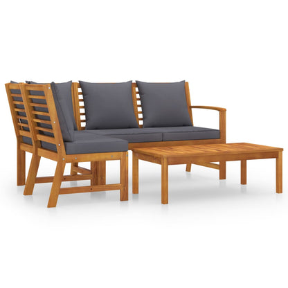 vidaXL 4-tlg. Garten-Lounge-Set mit Auflagen Massivholz Akazie