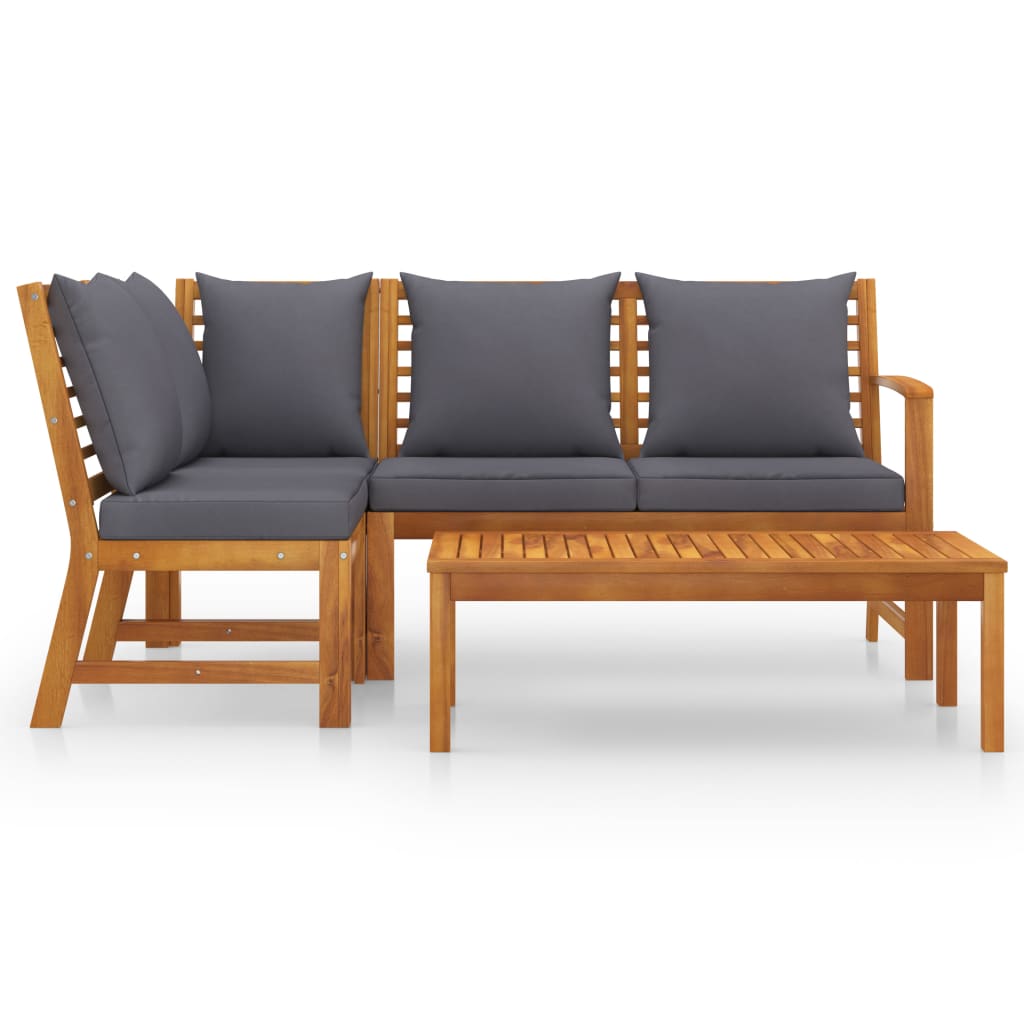 vidaXL 4-tlg. Garten-Lounge-Set mit Auflagen Massivholz Akazie