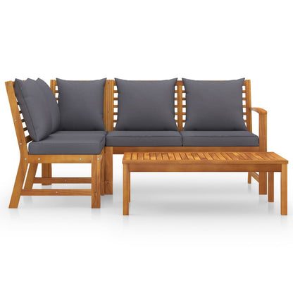 vidaXL 4-tlg. Garten-Lounge-Set mit Auflagen Massivholz Akazie